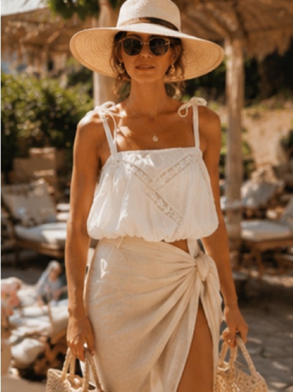 ZARA White Tie-Strap Lace Trim Boho Top NWT | Vacation Coastal Chic